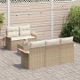 Conjunto de sofá de jardín 6 pcs Beige Poliratán