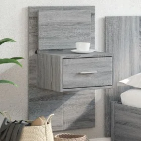 Wall-mounted bedside table with LED lights in Sonoma gray by , Nightstands - Ref: Foro24-848167, Price: 66,97 €, Discount: %
