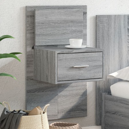 Wall-mounted bedside table with LED lights in Sonoma gray by , Nightstands - Ref: Foro24-848167, Price: 68,05 €, Discount: %