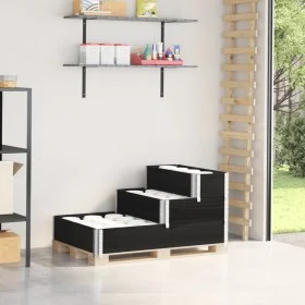 Elevated flowerbed with 3 levels made of solid black pine wood, 120x80 cm. by , Pots and planters - Ref: Foro24-4010310, Pric...