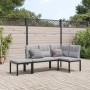Garden bench with 3-piece cushions, steel frame with black powder coating. by , Garden sets - Ref: Foro24-3283654, Price: 272...