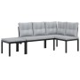 Garden bench with 3-piece cushions, steel frame with black powder coating. by , Garden sets - Ref: Foro24-3283654, Price: 272...