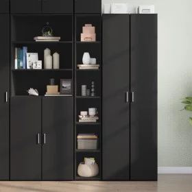 Tall black engineered wood sideboard 30x41x185 cm by , Sideboards - Ref: Foro24-846412, Price: 86,73 €, Discount: %
