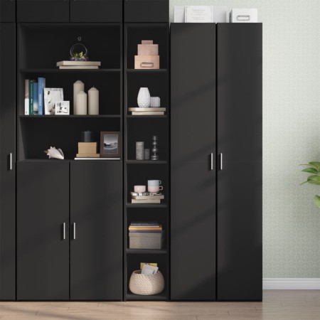 Tall black engineered wood sideboard 30x41x185 cm by , Sideboards - Ref: Foro24-846412, Price: 88,21 €, Discount: %