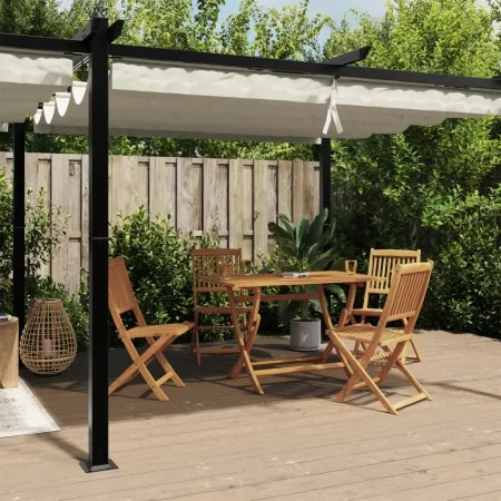 Cenador de jardín con techo retráctil aluminio crema 3x6 m de , Carpas y cenadores - Ref: Foro24-3217061, Precio: 708,93 €, D...