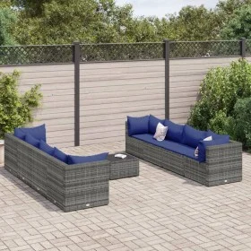 Garden furniture set 9 pieces and gray synthetic rattan cushions by , Garden sets - Ref: Foro24-3308047, Price: 592,61 €, Dis...
