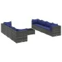 Garden furniture set 9 pieces and gray synthetic rattan cushions by , Garden sets - Ref: Foro24-3308047, Price: 592,61 €, Dis...