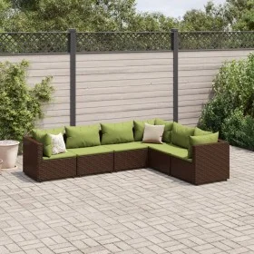 Garden furniture set, 6 pieces, with brown synthetic rattan cushions. by , Garden sets - Ref: Foro24-3308142, Price: 455,18 €...