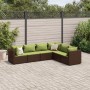 Set muebles de jardín 6 piezas y cojines ratán sintético marrón de , Conjuntos de jardín - Ref: Foro24-3308142, Precio: 472,95 €