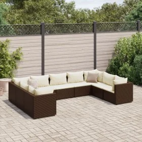 Garden furniture set 9 pieces with brown synthetic rattan cushions by , Garden sets - Ref: Foro24-3308265, Price: 591,80 €, D...