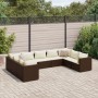 Set muebles de jardín 9 piezas y cojines ratán sintético marrón de , Conjuntos de jardín - Ref: Foro24-3308265, Precio: 577,8...