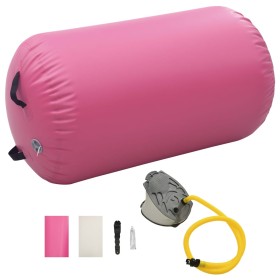 Rollo hinchable de gimnasia con bomba PVC rosa 100x60 cm