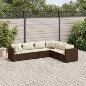 Garden furniture set, 6 pieces, with brown synthetic rattan cushions. by , Garden sets - Ref: Foro24-3308137, Price: 468,73 €...
