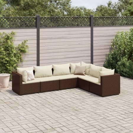 Gartenmöbel-Set, 6-teilig, mit braunen Kunststoff-Rattan-Kissen. von , Gartensets - Ref: Foro24-3308137, Preis: 508,07 €, Rab...