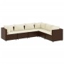 Set muebles de jardín 6 piezas y cojines ratán sintético marrón de , Conjuntos de jardín - Ref: Foro24-3308137, Precio: 526,07 €