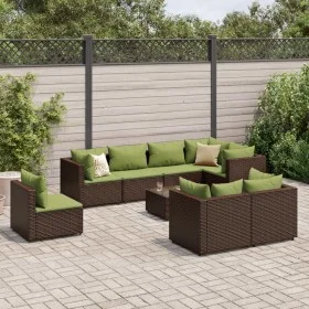 Garden furniture set 9 pieces with brown synthetic rattan cushions by , Garden sets - Ref: Foro24-3308206, Price: 675,98 €, D...