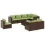 Garden furniture set 9 pieces with brown synthetic rattan cushions by , Garden sets - Ref: Foro24-3308206, Price: 675,26 €, D...