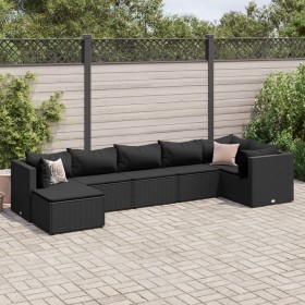 7-piece garden furniture set with black synthetic rattan cushions by , Garden sets - Ref: Foro24-3308227, Price: 531,44 €, Di...