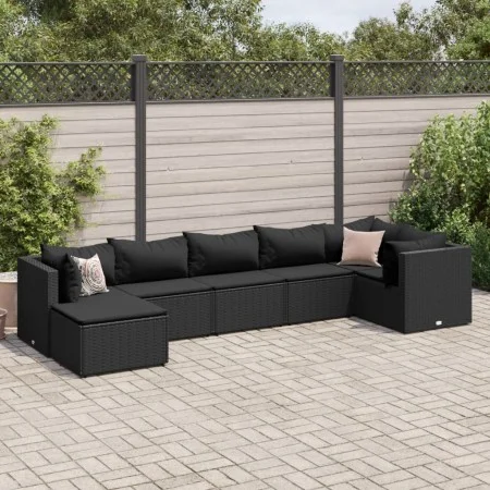 7-piece garden furniture set with black synthetic rattan cushions by , Garden sets - Ref: Foro24-3308227, Price: 523,45 €, Di...