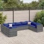 Gartenmöbel-Set 9-teilig mit grauen Polstern aus synthetischem Rattan von , Gartensets - Ref: Foro24-3308271, Preis: 605,50 €...