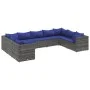 Garden furniture set 9 pieces and gray synthetic rattan cushions by , Garden sets - Ref: Foro24-3308271, Price: 605,50 €, Dis...