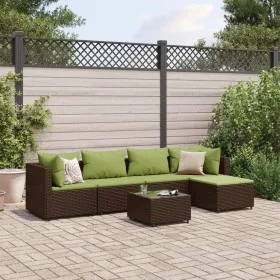 Gartenmöbel-Set, 6-teilig, mit braunen Kunststoff-Rattan-Kissen. von , Gartensets - Ref: Foro24-3308070, Preis: 396,43 €, Rab...