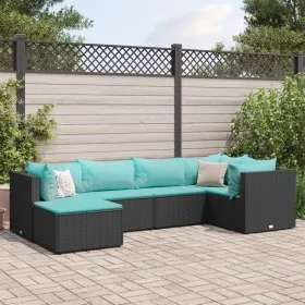 Set muebles de jardín 6 piezas y cojines ratán sintético negro de , Conjuntos de jardín - Ref: Foro24-3308212, Precio: 405,75...