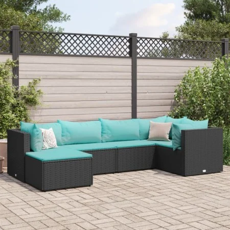 Garden furniture set, 6 pieces, with black synthetic rattan cushions. by , Garden sets - Ref: Foro24-3308212, Price: 405,68 €...