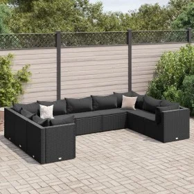 Garden furniture set 9 pieces and black synthetic rattan cushions by , Garden sets - Ref: Foro24-3308267, Price: 741,06 €, Di...