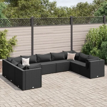 Gartenmöbel-Set 9-teilig mit schwarzen Polstern aus synthetischem Rattan von , Gartensets - Ref: Foro24-3308267, Preis: 741,0...