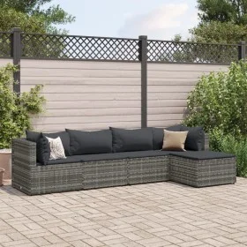 Gartenmöbel-Set 5-teilig mit grauen Polstern aus synthetischem Rattan von , Gartensets - Ref: Foro24-3308058, Preis: 322,04 €...