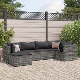 Gartenmöbel-Set 6-teilig mit grauen Polstern aus synthetischem Rattan von , Gartensets - Ref: Foro24-3308210, Preis: 400,20 €...