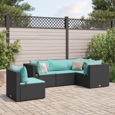 Gartenmöbel-Set 5-teilig mit schwarzen Polstern aus synthetischem Rattan von , Gartensets - Ref: Foro24-3308156, Preis: 367,4...