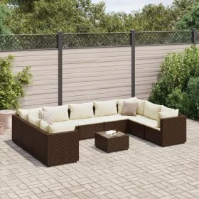 Garden furniture set 10 pieces and brown synthetic rattan cushions by , Garden sets - Ref: Foro24-3308273, Price: 664,23 €, D...