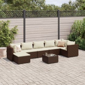 Garden set with 8 pieces of sofas and brown synthetic rattan cushions. by , Garden sets - Ref: Foro24-3308233, Price: 629,76 ...