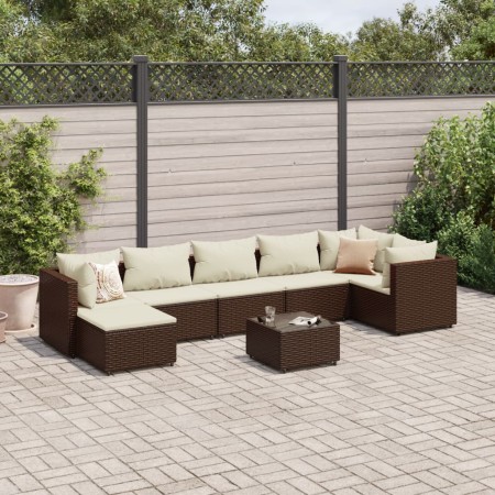 Set aus 8-teiligen Gartensofas und Kissen aus braunem Kunststoff-Rattan. von , Gartensets - Ref: Foro24-3308233, Preis: 629,7...