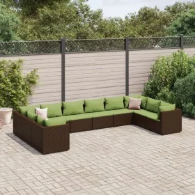 Set muebles de jardín 10 pzas y cojines ratán sintético marrón de , Conjuntos de jardín - Ref: Foro24-3308286, Precio: 751,16...