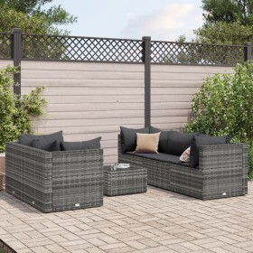 Set de muebles de jardín 6 pzas y cojines ratán sintético gris de , Conjuntos de jardín - Ref: Foro24-3308018, Precio: 380,34...