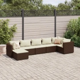 Garden furniture set, 7 pieces, with brown synthetic rattan cushions. by , Garden sets - Ref: Foro24-3308225, Price: 505,27 €...