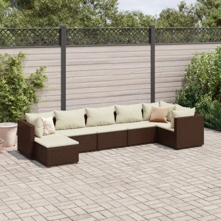Garden furniture set, 7 pieces, with brown synthetic rattan cushions. by , Garden sets - Ref: Foro24-3308225, Price: 523,75 €...