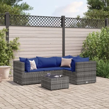 5-piece garden furniture set with gray synthetic rattan cushions by , Garden sets - Ref: Foro24-3308087, Price: 294,50 €, Dis...