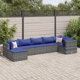 7-piece garden furniture set with gray synthetic rattan cushions by , Garden sets - Ref: Foro24-3308231, Price: 433,85 €, Dis...