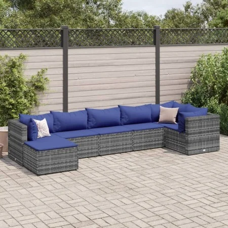 7-piece garden furniture set with gray synthetic rattan cushions by , Garden sets - Ref: Foro24-3308231, Price: 433,85 €, Dis...