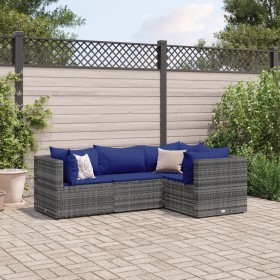 4-piece garden furniture set with gray synthetic rattan cushions by , Garden sets - Ref: Foro24-3308079, Price: 263,14 €, Dis...