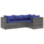 Gartenmöbel-Set 4-teilig mit grauen Polstern aus synthetischem Rattan von , Gartensets - Ref: Foro24-3308079, Preis: 263,14 €...