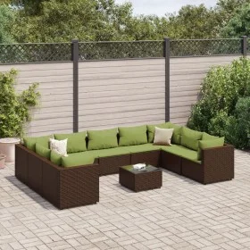 Garden furniture set 10 pieces and brown synthetic rattan cushions by , Garden sets - Ref: Foro24-3308278, Price: 720,35 €, D...