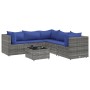 Gartenmöbel-Set 6-teilig mit grauen Polstern aus synthetischem Rattan von , Gartensets - Ref: Foro24-3308135, Preis: 394,42 €...