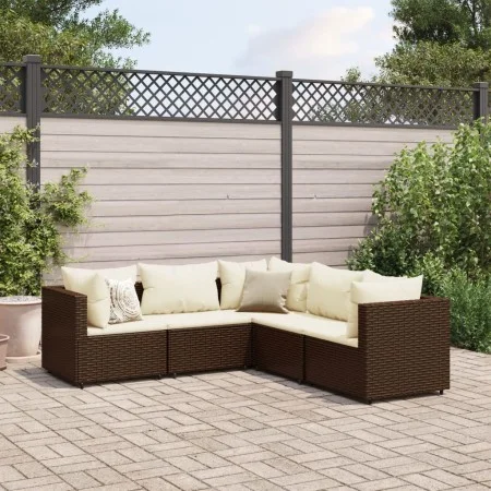 Garden furniture set, 5 pieces, with brown synthetic rattan cushions. by , Garden sets - Ref: Foro24-3308121, Price: 387,47 €...