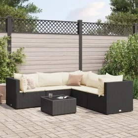 Garden furniture set, 6 pieces, with black synthetic rattan cushions. by , Garden sets - Ref: Foro24-3308128, Price: 430,92 €...