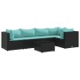 Set muebles de jardín 6 piezas y cojines ratán sintético negro de , Conjuntos de jardín - Ref: Foro24-3308100, Precio: 445,20 €